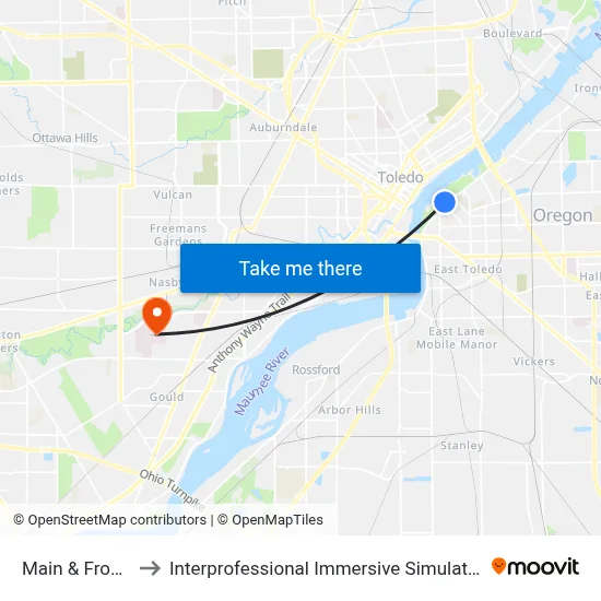 Main & Front NE to Interprofessional Immersive Simulation Center map
