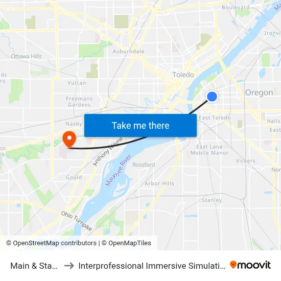 Main & Starr NE to Interprofessional Immersive Simulation Center map