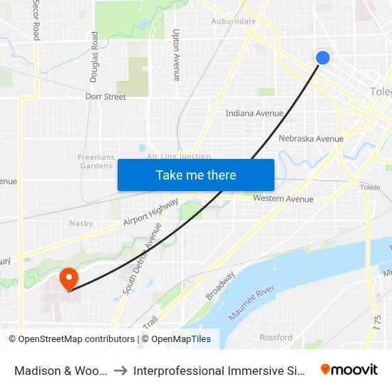 Madison & Woodruff NE to Interprofessional Immersive Simulation Center map