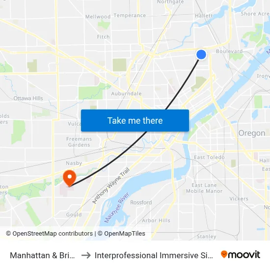 Manhattan & Brigham SW to Interprofessional Immersive Simulation Center map