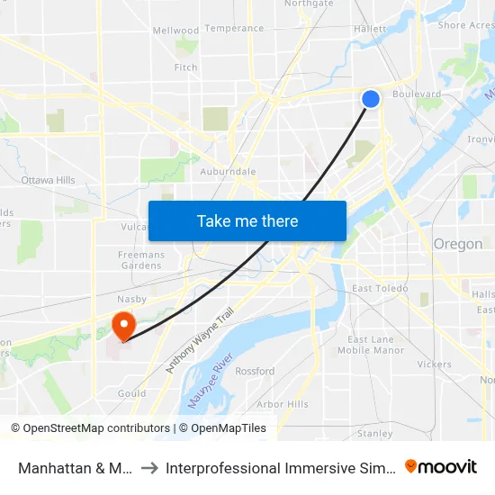 Manhattan & Maher NE to Interprofessional Immersive Simulation Center map