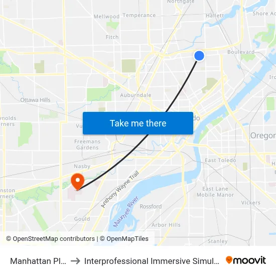 Manhattan Plaza N to Interprofessional Immersive Simulation Center map