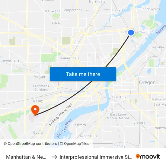Manhattan & New York NW to Interprofessional Immersive Simulation Center map