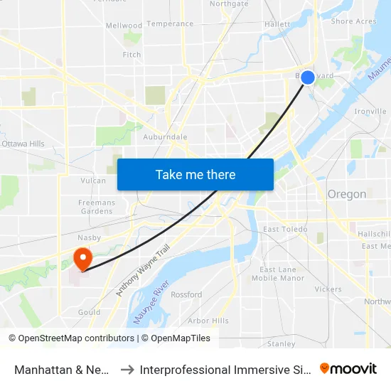 Manhattan & New York SW to Interprofessional Immersive Simulation Center map