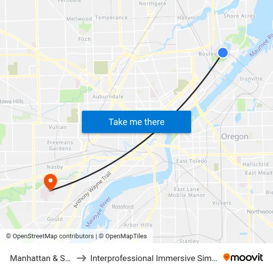 Manhattan & Suder NE to Interprofessional Immersive Simulation Center map