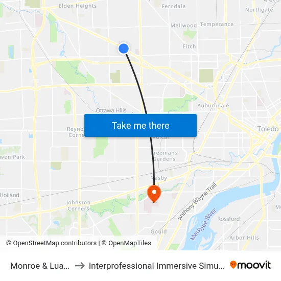 Monroe & Luann NW to Interprofessional Immersive Simulation Center map
