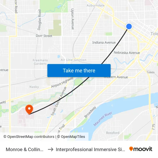 Monroe & Collingwood NE to Interprofessional Immersive Simulation Center map