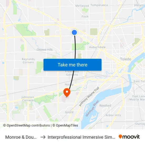 Monroe & Douglas SW to Interprofessional Immersive Simulation Center map