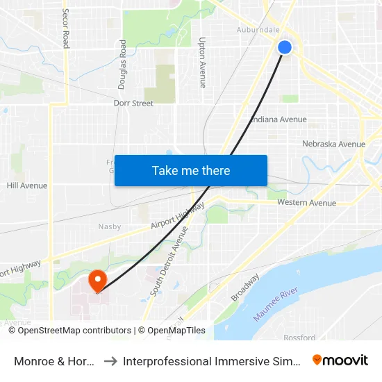 Monroe & Horace SW to Interprofessional Immersive Simulation Center map