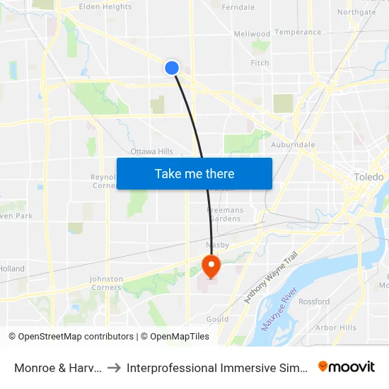 Monroe & Harvest SW to Interprofessional Immersive Simulation Center map