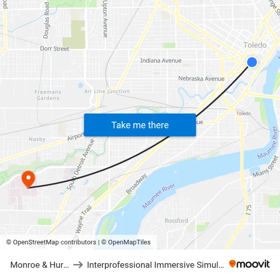 Monroe & Huron NE to Interprofessional Immersive Simulation Center map