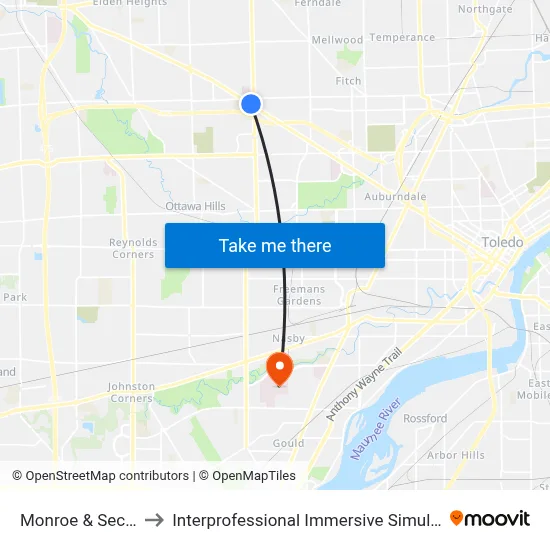 Monroe & Secor NW to Interprofessional Immersive Simulation Center map