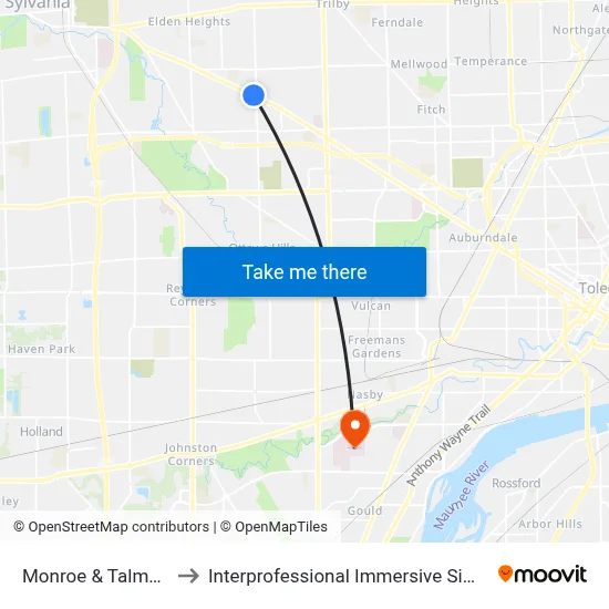Monroe & Talmadge NW to Interprofessional Immersive Simulation Center map
