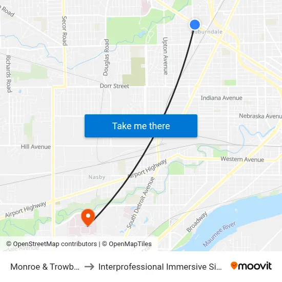 Monroe & Trowbridge SW to Interprofessional Immersive Simulation Center map