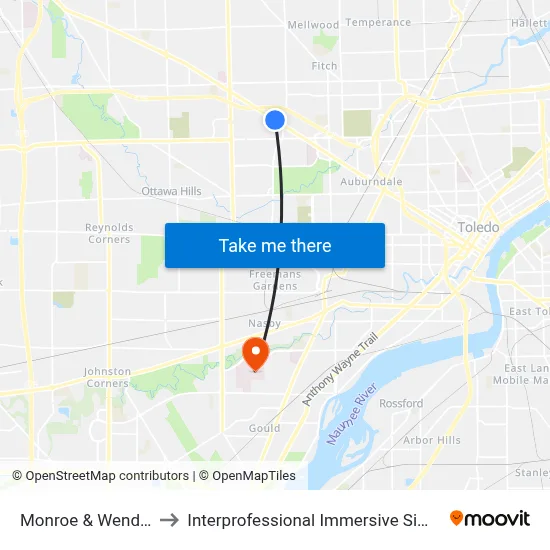 Monroe & Wendover SW to Interprofessional Immersive Simulation Center map
