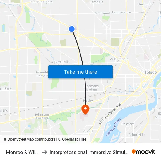 Monroe & Willis SW to Interprofessional Immersive Simulation Center map
