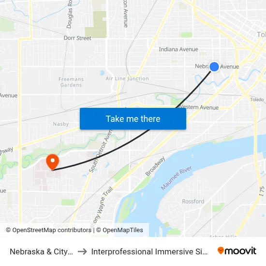 Nebraska & City Park NE to Interprofessional Immersive Simulation Center map
