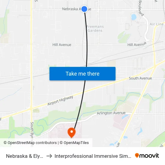Nebraska & Elysian NE to Interprofessional Immersive Simulation Center map