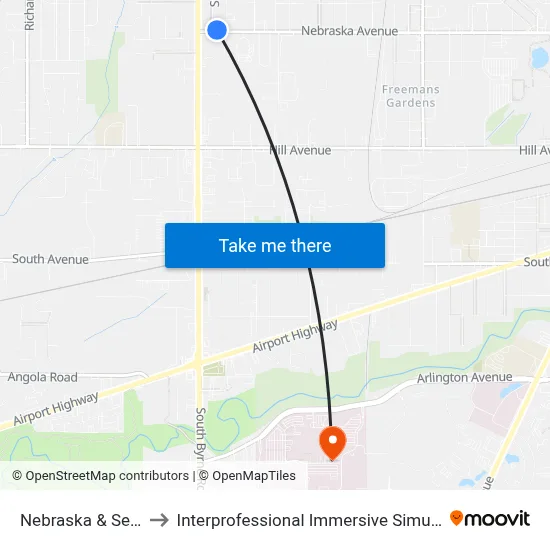 Nebraska & Secor NE to Interprofessional Immersive Simulation Center map