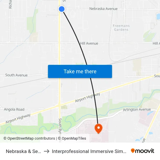 Nebraska & Secor SW to Interprofessional Immersive Simulation Center map