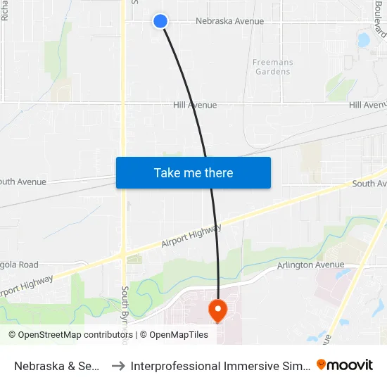Nebraska & Searles NW to Interprofessional Immersive Simulation Center map