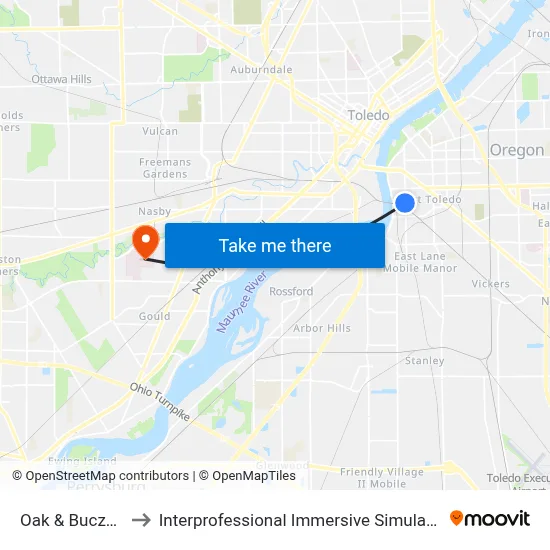 Oak & Buczko SE to Interprofessional Immersive Simulation Center map