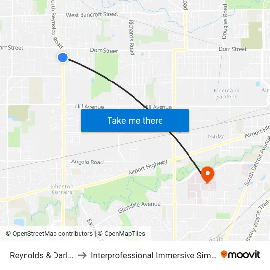 Reynolds & Darlene NW to Interprofessional Immersive Simulation Center map