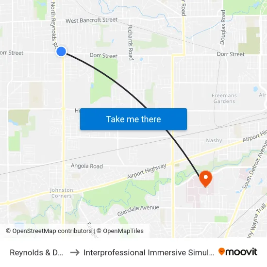 Reynolds & Dorr NW to Interprofessional Immersive Simulation Center map