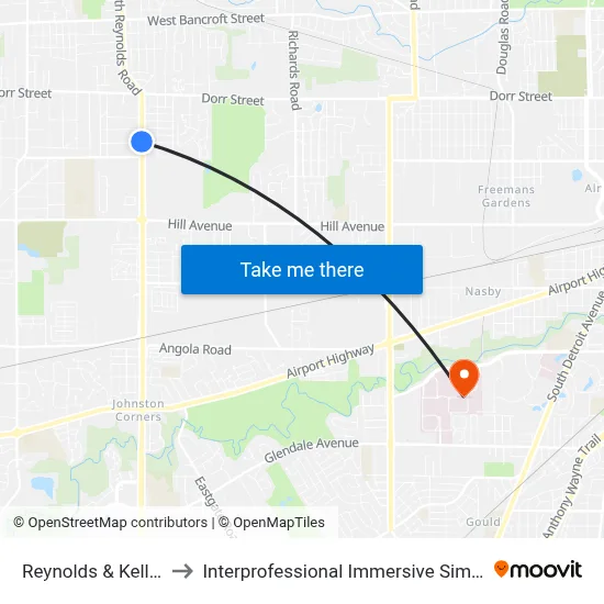 Reynolds & Kellogg NW to Interprofessional Immersive Simulation Center map