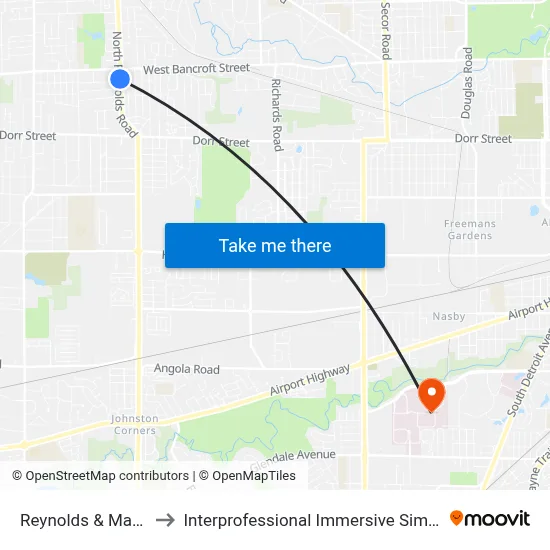 Reynolds & Marriat NW to Interprofessional Immersive Simulation Center map