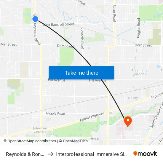 Reynolds & Rondeau NW to Interprofessional Immersive Simulation Center map