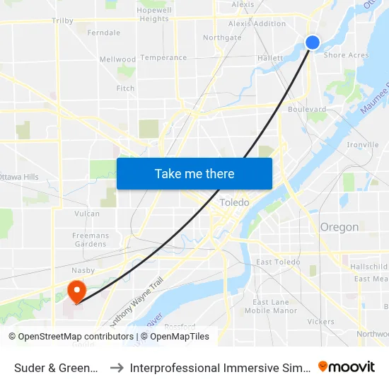 Suder & Greenwich NW to Interprofessional Immersive Simulation Center map