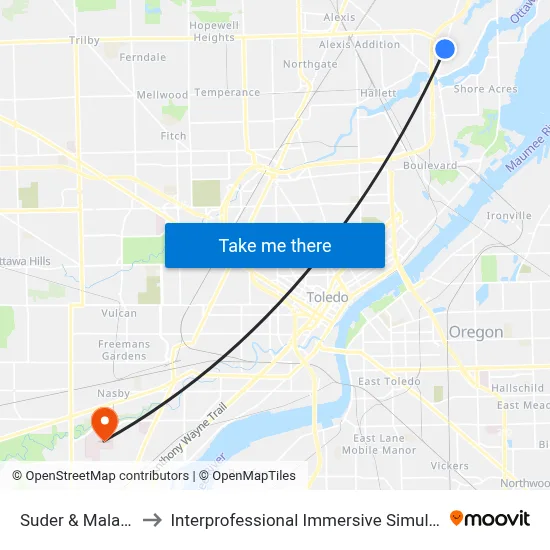 Suder & Malabar SE to Interprofessional Immersive Simulation Center map
