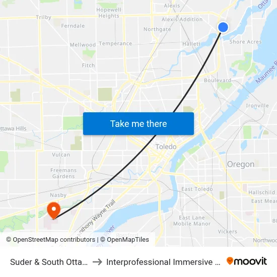 Suder & South Ottawa Cove SW to Interprofessional Immersive Simulation Center map