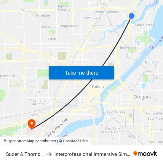 Suder & Thornbrook SE to Interprofessional Immersive Simulation Center map
