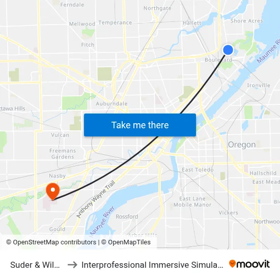 Suder & Wiler SW to Interprofessional Immersive Simulation Center map