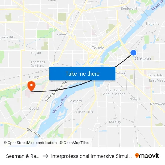 Seaman & Reed SW to Interprofessional Immersive Simulation Center map