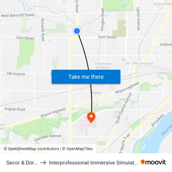 Secor & Dorr SW to Interprofessional Immersive Simulation Center map