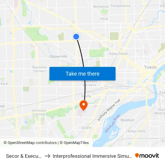 Secor & Executive SE to Interprofessional Immersive Simulation Center map