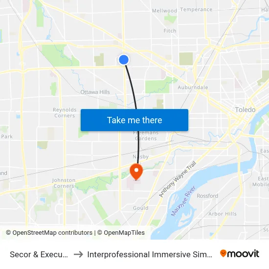 Secor & Executive SW to Interprofessional Immersive Simulation Center map