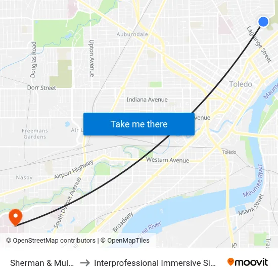 Sherman & Mulberry NE to Interprofessional Immersive Simulation Center map