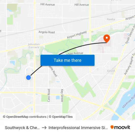 Southwyck & Cheyenne SW to Interprofessional Immersive Simulation Center map