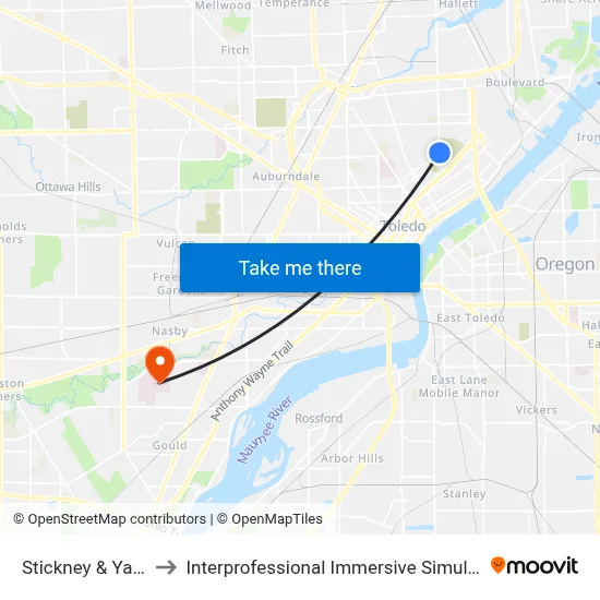 Stickney & Yates SE to Interprofessional Immersive Simulation Center map