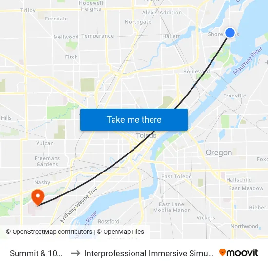 Summit & 108th NW to Interprofessional Immersive Simulation Center map