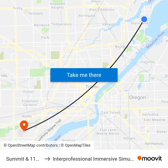 Summit & 116th NW to Interprofessional Immersive Simulation Center map