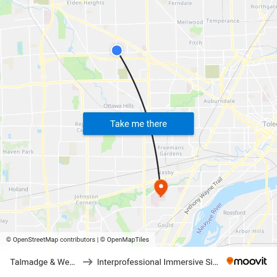 Talmadge & Wenwood SE to Interprofessional Immersive Simulation Center map