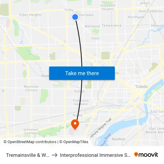 Tremainsville & Whitmer SW to Interprofessional Immersive Simulation Center map