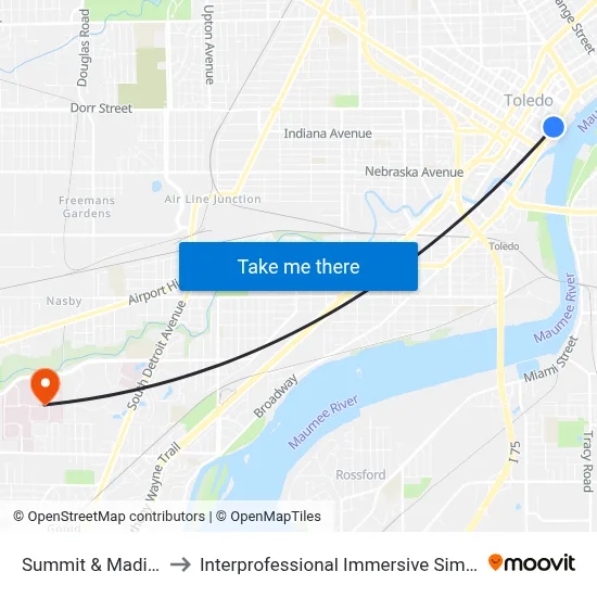 Summit & Madison NW to Interprofessional Immersive Simulation Center map