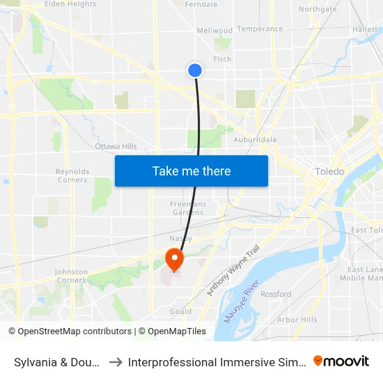 Sylvania & Douglas NW to Interprofessional Immersive Simulation Center map