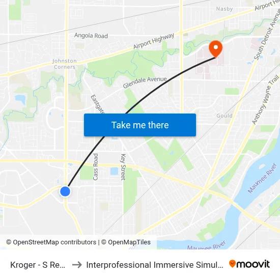Kroger - S Reynolds to Interprofessional Immersive Simulation Center map